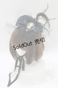 画像1: MARBLE / カメオ・パール粒ブローチ付きクラシカルボンネット  ネイビー H-25-12-24-1074-GO-AC-KB-ZH