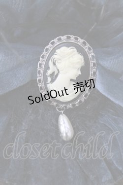 画像3: MARBLE / カメオ・パール粒ブローチ付きクラシカルボンネット  ネイビー H-25-12-24-1074-GO-AC-KB-ZH