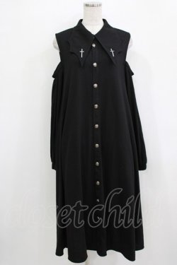 画像1: SEX POT ReVeNGe / 肩開きシャツワンピ M 黒 H-25-12-24-1012-SP-OP-KB-ZH
