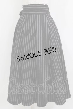 画像1: Sheglit / ストライプバッスルスカート M 黒 H-25-12-24-1015-EL-SK-KB-ZH
