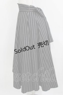 画像2: Sheglit / ストライプバッスルスカート M 黒 H-25-12-24-1015-EL-SK-KB-ZH