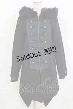 画像1: ALGONQUINS / ナポレオンボタンコート F 黒 H-25-12-24-1016-AL-CO-KB-ZH