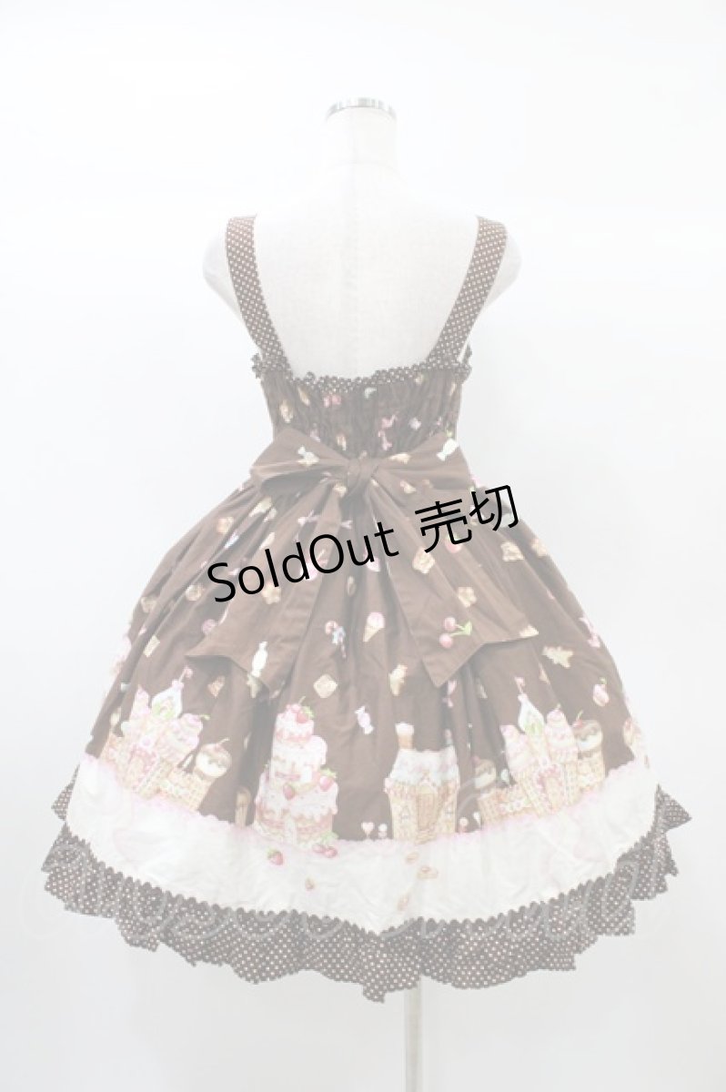 画像2: Angelic Pretty / お菓子の国シャーリングジャンパースカート Free ブラウン H-25-12-24-022-AP-OP-NS-ZH (2)
