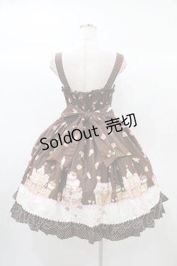 画像2: Angelic Pretty / お菓子の国シャーリングジャンパースカート Free ブラウン H-25-12-24-022-AP-OP-NS-ZH