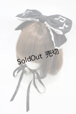 画像1: metamorphose / 音符刺繍入りリボンヘッドドレス  ブラック H-25-12-24-004-ME-AC-NS-ZH