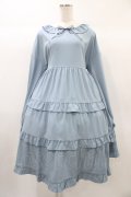 FLC / 皆方由衣コラボ/ティアードフリルワンピース M ブルー H-25-12-25-041-0-OP-NS-ZH