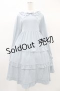 FLC / 皆方由衣コラボ/ティアードフリルワンピース M ブルー H-25-12-25-041-0-OP-NS-ZH