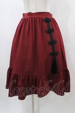 画像1: axes femme / チャイナ釦ラッフルスカート Free ワイン H-25-12-25-050-AX-SK-NS-ZH
