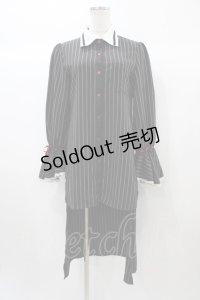 Favorite / ストライプシャツワンピース M ブラック H-25-12-25-053-LO-OP-NS-ZH