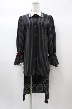 画像1: Favorite / ストライプシャツワンピース M ブラック H-25-12-25-053-LO-OP-NS-ZH