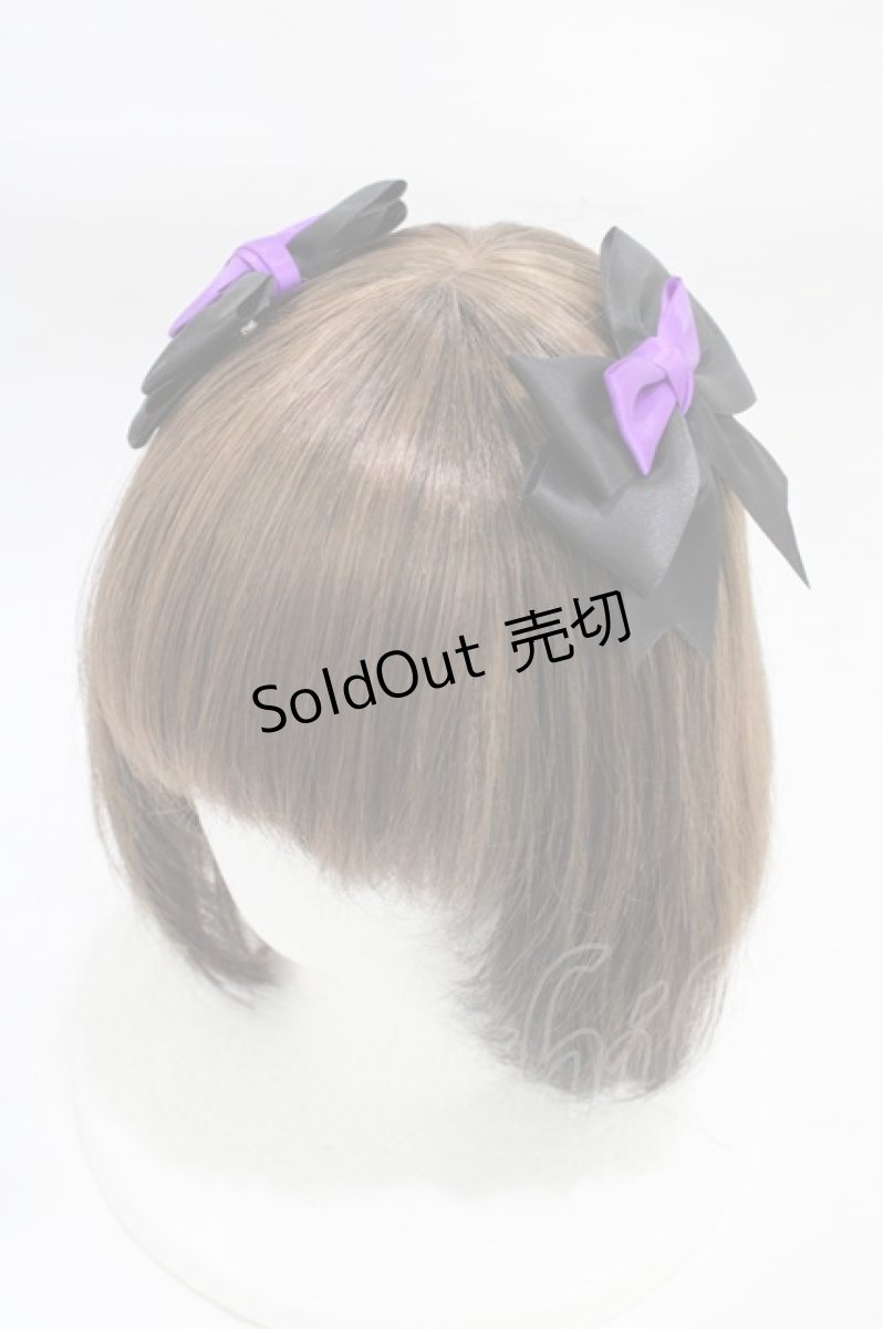 画像1: LOTUS ribbon / リボンクリップ  ブラック/パープル H-25-12-25-007-EL-AC-NS-ZH (1)