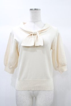 画像1: F&A / ボウタイ5分袖ニットプルオーバー Free IVORY H-25-12-25-056-LO-TO-NS-ZH