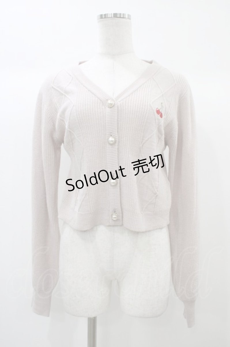 画像1: axes femme POETIQUE / チェリー刺繍ニットカーディガン M ピンク H-25-12-25-057-AX-TO-NS-ZH (1)