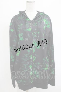 画像1: NieR CLOTHING / 総柄ZIPパーカー  黒 H-25-12-25-1026-PU-TO-KB-ZH