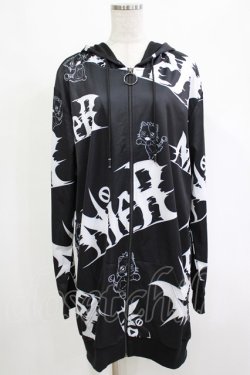 画像1: NieR Clothing / 総柄ZIPパーカー  黒 H-25-12-25-1027-PU-TO-KB-ZH
