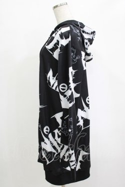 画像2: NieR Clothing / 総柄ZIPパーカー  黒 H-25-12-25-1027-PU-TO-KB-ZH