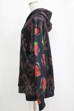 画像2: NieR Clothing / 総柄プルパーカー  黒 H-25-12-25-1029-PU-TO-KB-ZH