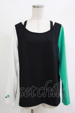 画像1: NieR Clothing / 配色切替カットソー  シエル配色 H-25-12-25-1031-PU-TO-KB-ZH