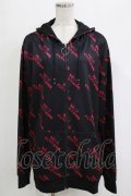 NieR Clothing / 総柄ZIPパーカー  黒×ピンク H-25-12-25-1035-PU-TO-KB-ZH