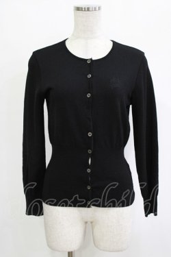 画像1: MIHO MATSUDA / ロゴ刺繍カーディガン  ブラック H-25-12-25-1046-GO-TO-KB-ZH