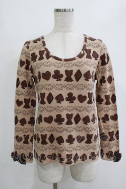 画像1: Emily Temple cute / チョコプリントカットソー  チャ H-25-12-25-1048-ET-TO-KB-ZH