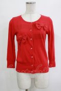 Emily Temple cute / ラメリボンカーディガン  レッド H-25-12-25-1050-ET-TO-KB-ZH