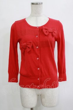 画像1: Emily Temple cute / ラメリボンカーディガン  レッド H-25-12-25-1050-ET-TO-KB-ZH