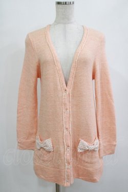 画像1: Emily Temple cute / ドットリボンロングカーディガン  コーラル H-25-12-25-1053-ET-TO-KB-ZH