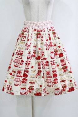 画像1: Shirley Temple / ジャム瓶プリントスカート  ホワイト H-25-12-25-1005-ET-SK-KB-ZH