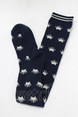 画像1: Emily Temple cute / クラウンジャガードニーソックス  ネイビー H-25-12-25-1061-ET-ZA-KB-ZH