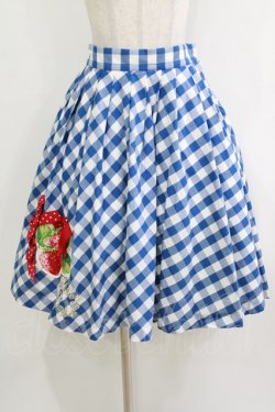 画像1: Shirley Temple / ギンガムストロベリースカート  ブルー H-25-12-25-1006-ET-SK-KB-ZH