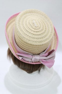 画像2: Jane Marple / リボンストローハット  ピンク H-25-12-25-1081-JM-AC-KB-ZH