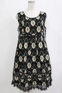 画像1: MIHO MATSUDA / ブーケレースアップジャンパースカート  ブラック H-25-12-25-1009-GO-OP-KB-ZH