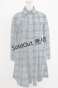 Emily Temple cute / タータンチェックシャツワンピース  ブルー H-25-12-25-1010-ET-OP-KB-ZH