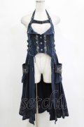 Ozz oneste / 薔薇刺繍ホルターオーバービスチェ  ネイビー H-25-12-25-1015-OO-TO-KB-ZH