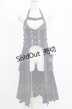 画像1: Ozz oneste / 薔薇刺繍ホルターオーバービスチェ  ネイビー H-25-12-25-1015-OO-TO-KB-ZH