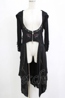 画像1: Ozz oneste / 薔薇刺繍シアーオーバーカーデ  ブラック H-25-12-25-1016-OO-TO-KB-ZH