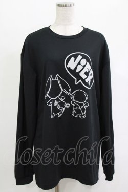 画像1: NieR Clothing / プリントLONG CUTSEW LL 黒 H-25-12-25-1020-PU-TO-KB-ZH
