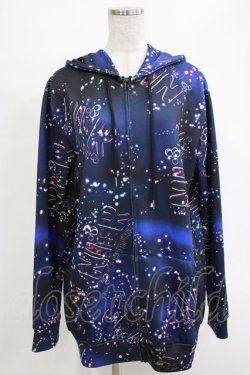 画像1: NieR Clothing / 総柄ZIPパーカー  青 H-25-12-25-1023-PU-TO-KB-ZH