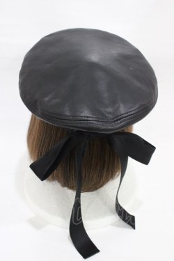 画像2: EATME / エンブロイダリーBACKリボンベレー帽  ブラック H-25-12-25-013-LO-AC-NS-ZH