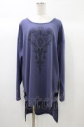 Ozz Croce / プリント刺繍ロングカットソー  ブルー H-25-12-26-040-OO-TO-KB-ZH