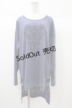 画像1: Ozz Croce / プリント刺繍ロングカットソー  ブルー H-25-12-26-040-OO-TO-KB-ZH