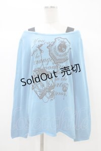PUTUMAYO / エンブレムプリントニットソー  ブルー H-25-12-26-042-PT-TO-KB-ZH