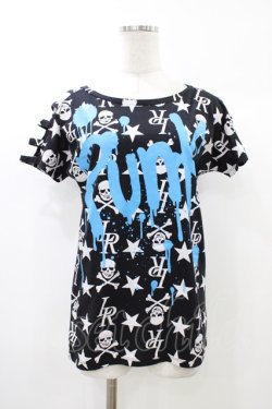 画像1: SUPER LOVERS / プリントカットソー  黒×白×青 H-25-12-26-044-PU-TO-KB-ZH