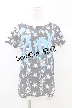 画像1: SUPER LOVERS / プリントカットソー  黒×白×青 H-25-12-26-044-PU-TO-KB-ZT244