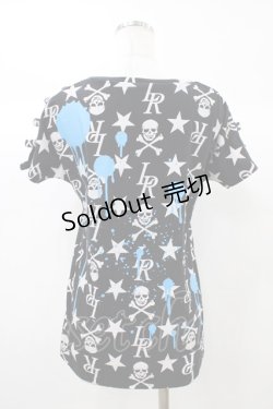 画像2: SUPER LOVERS / プリントカットソー  黒×白×青 H-25-12-26-044-PU-TO-KB-ZT244