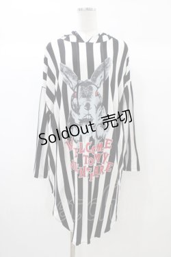 画像1: HELL CAT PUNKS / NIGHTMAREストライプパーカー  白×黒 H-25-12-26-045-PU-TO-KB-ZH