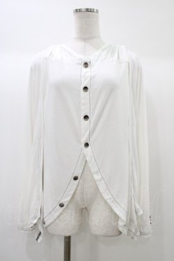 画像1: ALGONQUINS / バックプリントカットソーカーディガン  白×黒 H-25-12-26-047-AL-TO-KB-ZH