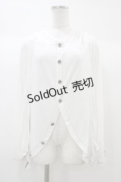 画像1: ALGONQUINS / バックプリントカットソーカーディガン  白×黒 H-25-12-26-047-AL-TO-KB-ZH