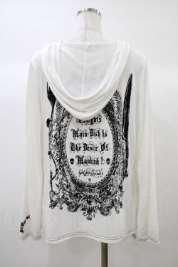 画像2: ALGONQUINS / バックプリントカットソーカーディガン  白×黒 H-25-12-26-047-AL-TO-KB-ZH